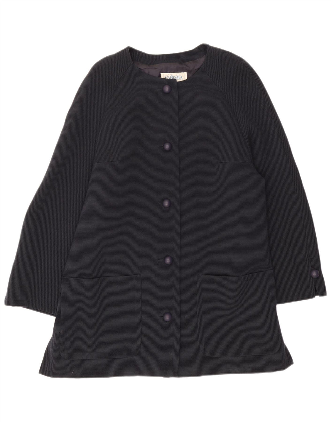 Carisma Womens Longline 5 Button Blazer Jacket IT 50 XL Navy Blue Wool