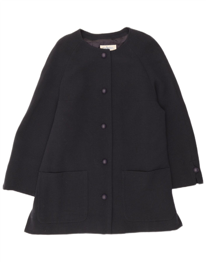 Carisma Womens Longline 5 Button Blazer Jacket IT 50 XL Navy Blue Wool