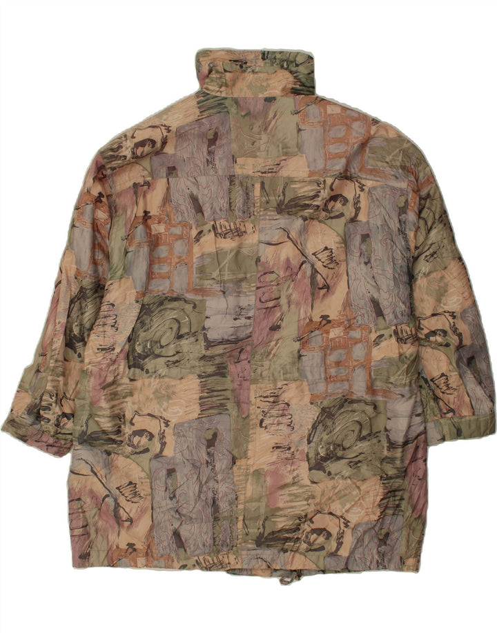 SCHERER Womens Abstract Pattern Overcoat UK 14 Large Beige Cotton Vintage Scherer and Second-Hand Scherer from Messina Hembry 