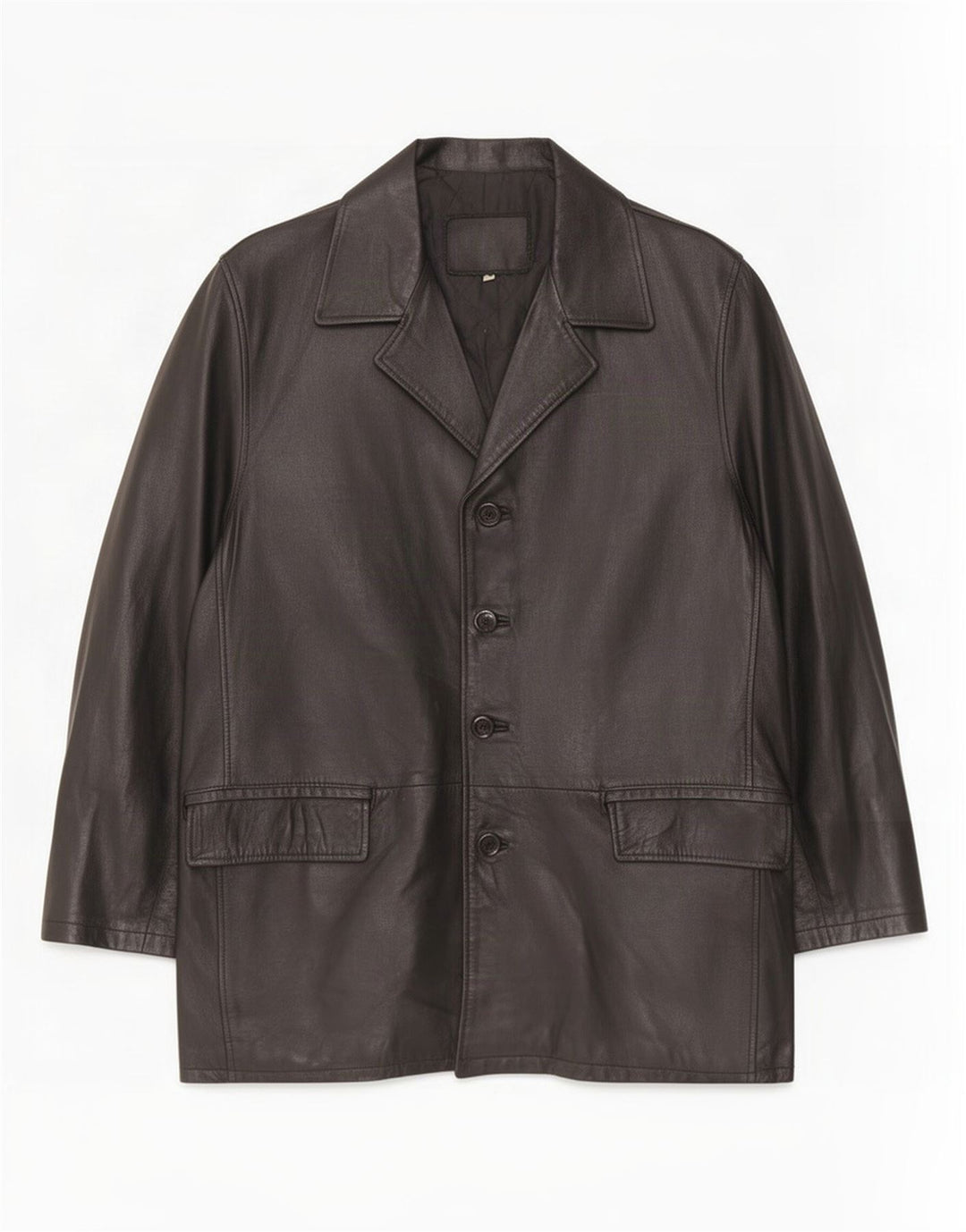 Vintage Mens Leather Coat UK 40 Large Black