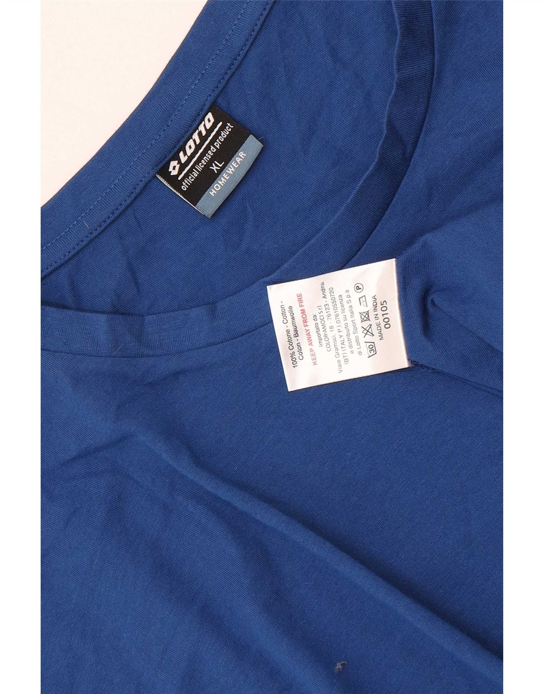 Lotto Mens T-Shirt Top XL Blue Cotton
