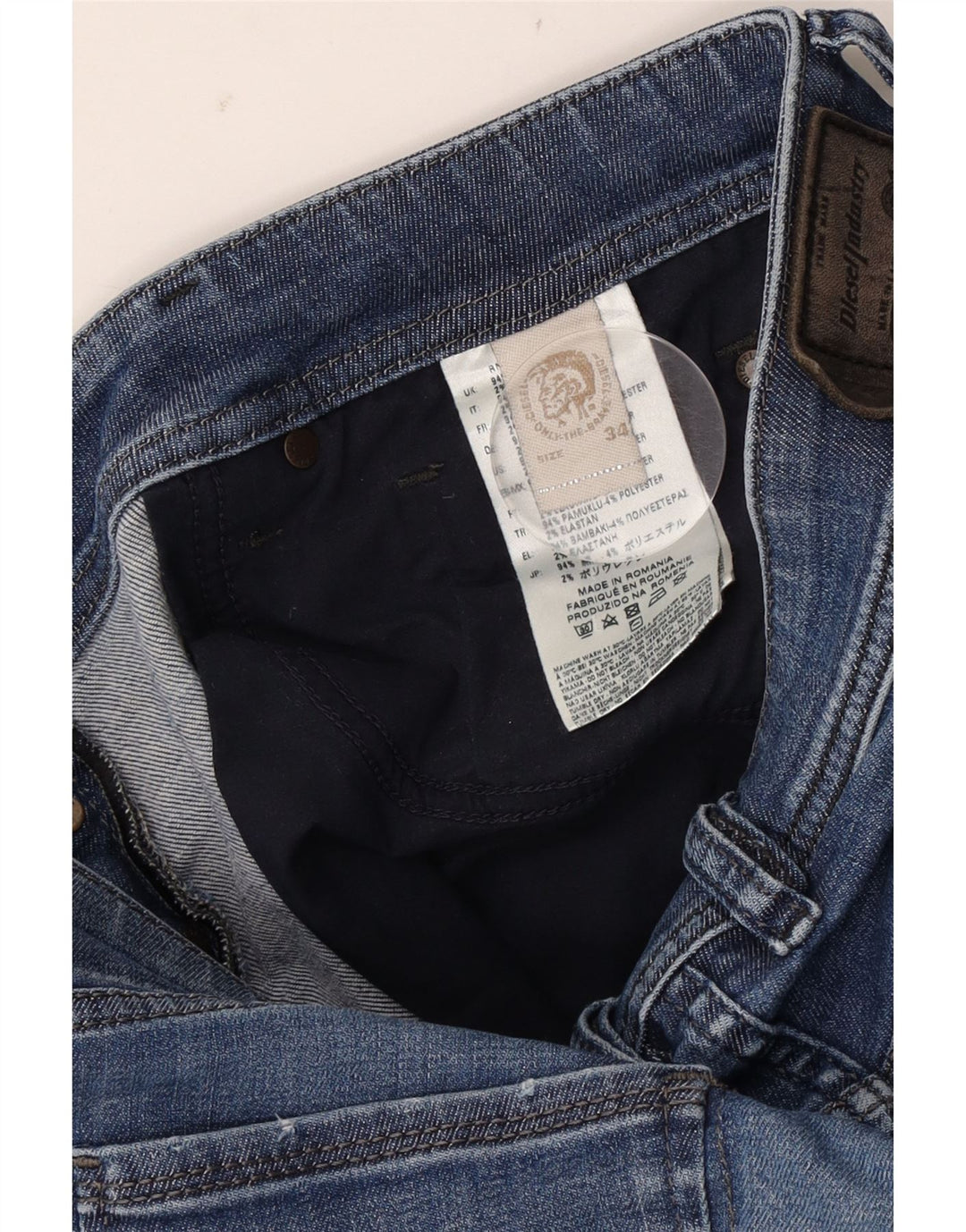 Diesel Mens Thanaz Slim Jeans W34 L30 Blue Cotton