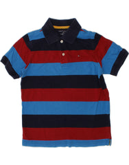 TOMMY HILFIGER Boys Polo Shirt 8-9 Years Medium Multicoloured Striped