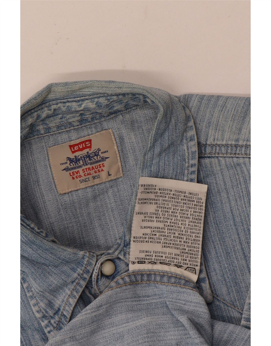 Levi's Mens Denim Shirt Large Blue Pinstripe Cotton