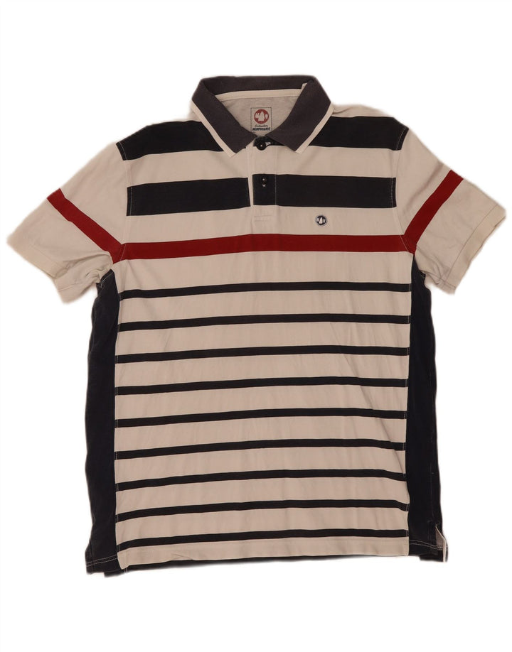Murphy & Nye Mens Polo Shirt XL White Striped Cotton
