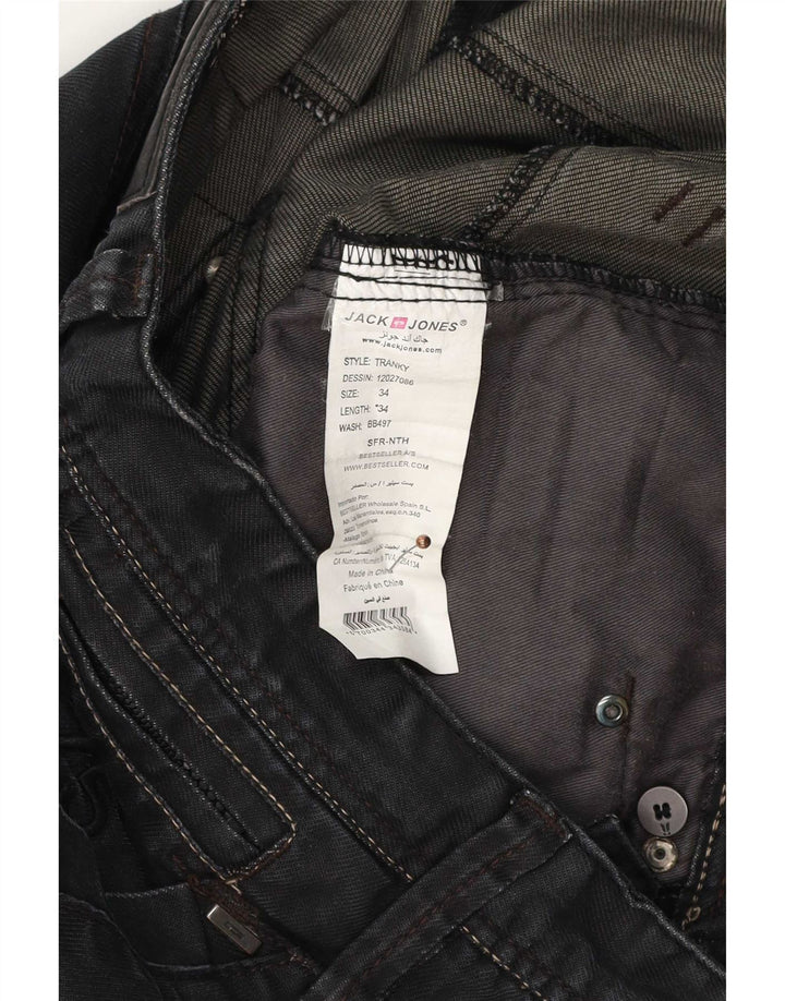 Jack & Jones Mens Straight Jeans W34 L34 Black Cotton