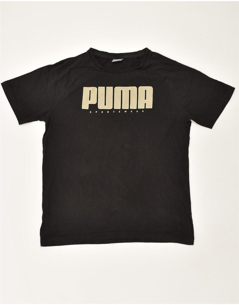 PUMA Mens Graphic T-Shirt Top Medium Black Cotton | Vintage Puma | Thrift | Second-Hand Puma | Used Clothing | Messina Hembry 