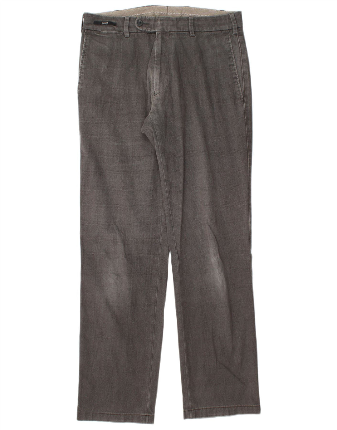 Bugatti Mens Straight Suit Trousers IT 46 Small W32 L30 Grey Check Cotton