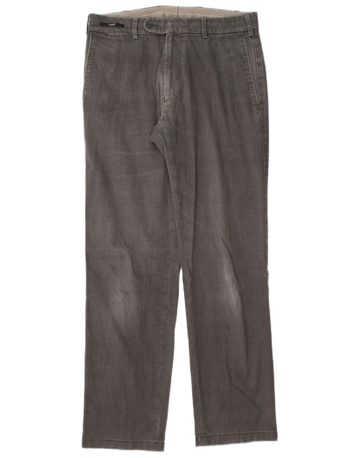 Bugatti Mens Straight Suit Trousers IT 46 Small W32 L30 Grey Check Cotton