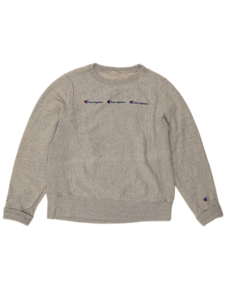 Champion Womens Graphic Sweatshirt Jumper UK 10 Small Grey Cotton
