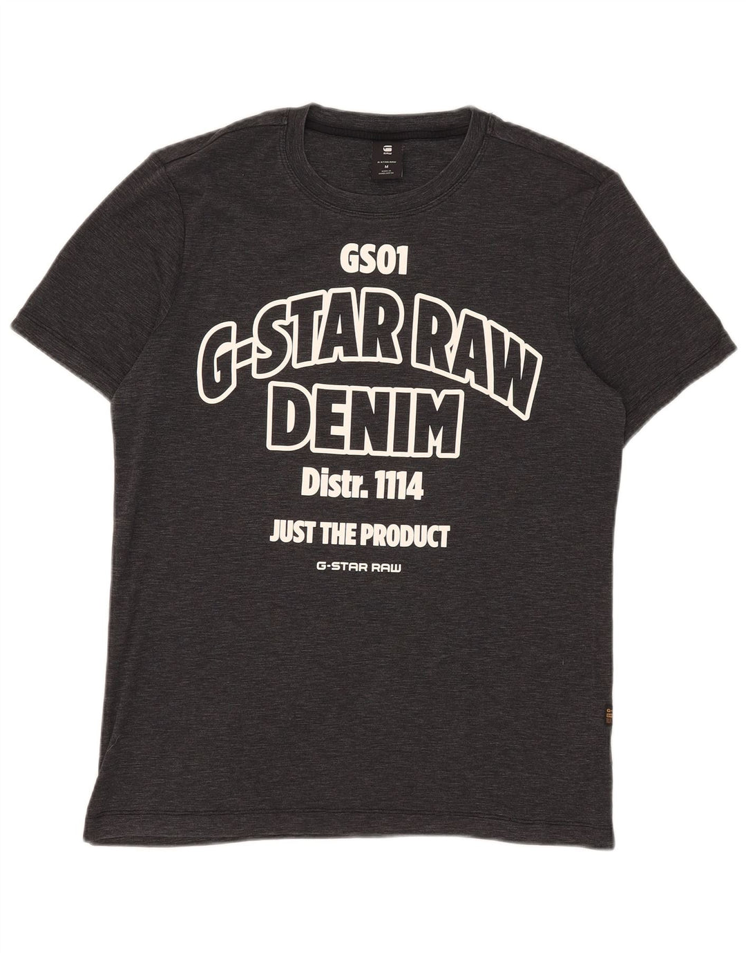 G-Star Mens Graphic T-Shirt Top Medium Black Flecked Cotton