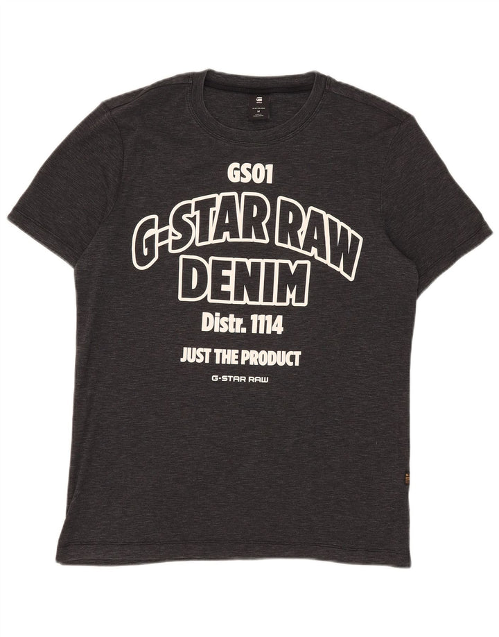 G-Star Mens Graphic T-Shirt Top Medium Black Flecked Cotton