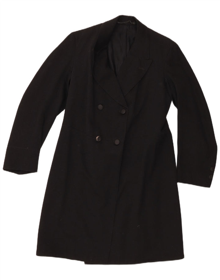 Vintage Womens Double Breasted Coat UK 12 Medium Black