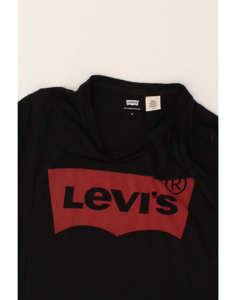 LEVI'S Womens Graphic T-Shirt Top UK 8 Small Black Vintage Levi's and Second-Hand Levi's from Messina Hembry 