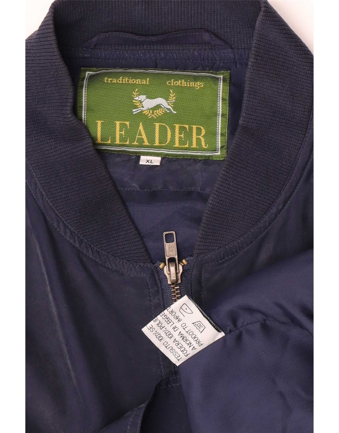 Leader Mens Bomber Jacket UK 42 XL Navy Blue Silk
