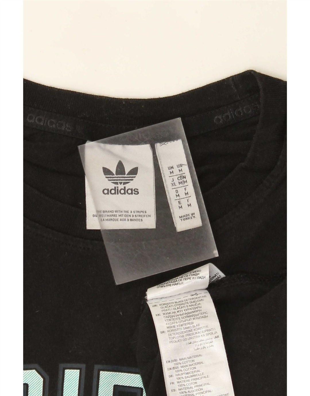 Adidas Mens Graphic T-Shirt Top Medium Black Cotton