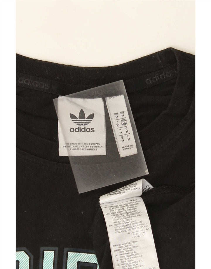 Adidas Mens Graphic T-Shirt Top Medium Black Cotton
