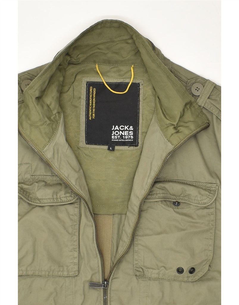 JACK & JONES Mens Military Jacket UK 40 Large Green Cotton | Vintage Jack & Jones | Thrift | Second-Hand Jack & Jones | Used Clothing | Messina Hembry 