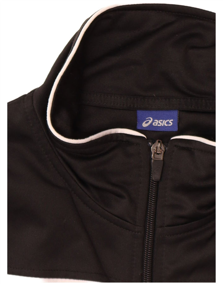 Asics Mens Tracksuit Top Jacket Large Black Colourblock Polyester