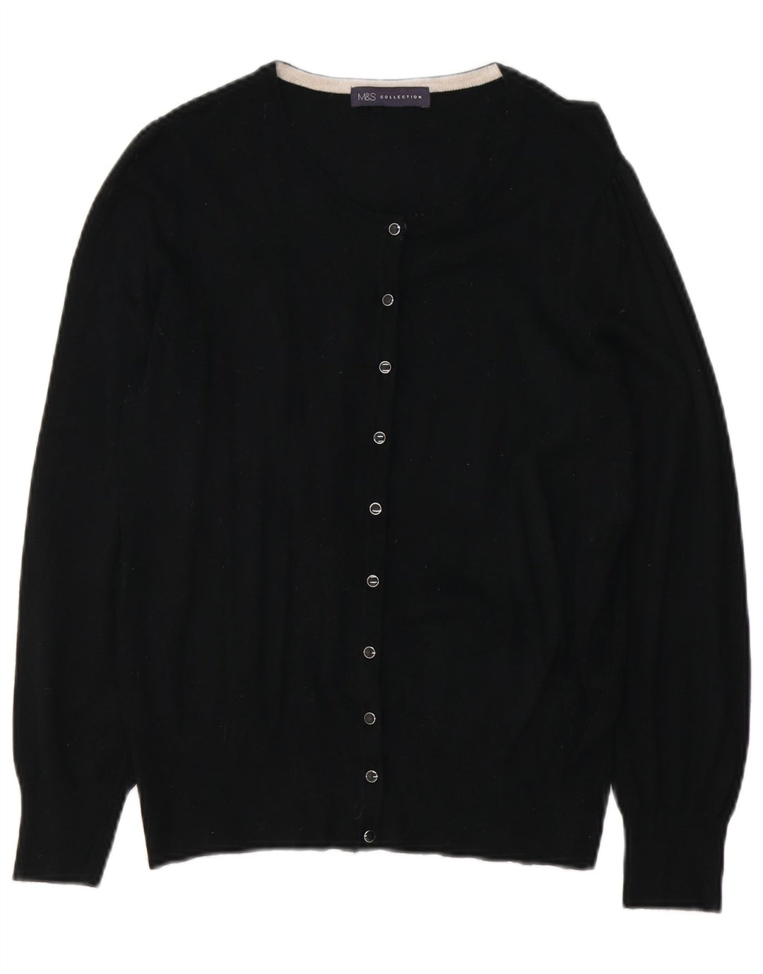 Marks & Spencer Womens Cardigan Sweater UK 12 Medium Black Viscose