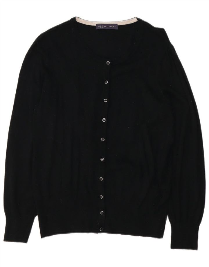 Marks & Spencer Womens Cardigan Sweater UK 12 Medium Black Viscose