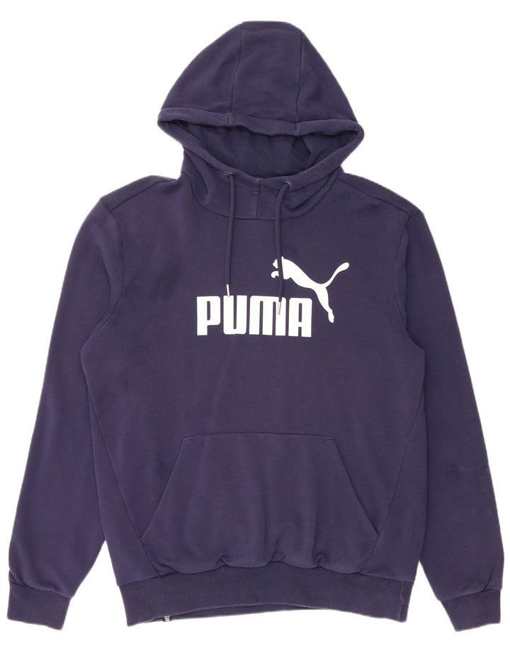 PUMA Mens Graphic Hoodie Jumper Medium Navy Blue Cotton
