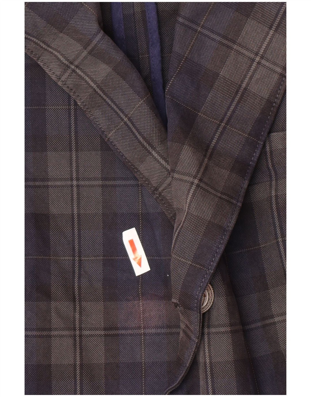 Jaggy Mens 3 Button Blazer Jacket IT 48 Medium Navy Blue Check Cotton