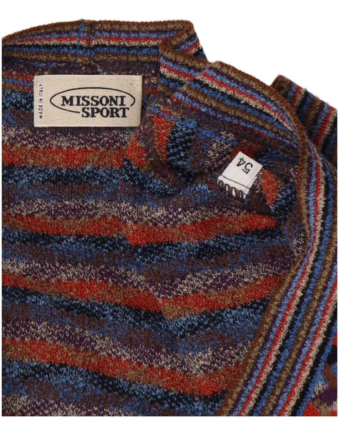 MISSONI Mens Cardigan Sweater IT 54 XL Multicoloured Geometric Designer