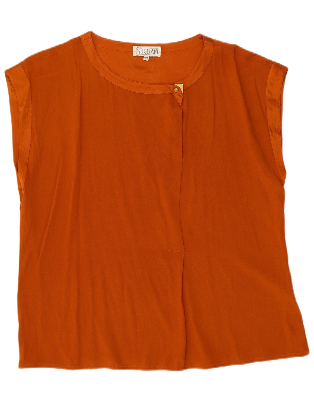 Vintage Womens Sleeveless Blouse Top IT 48 XL Orange Acetate