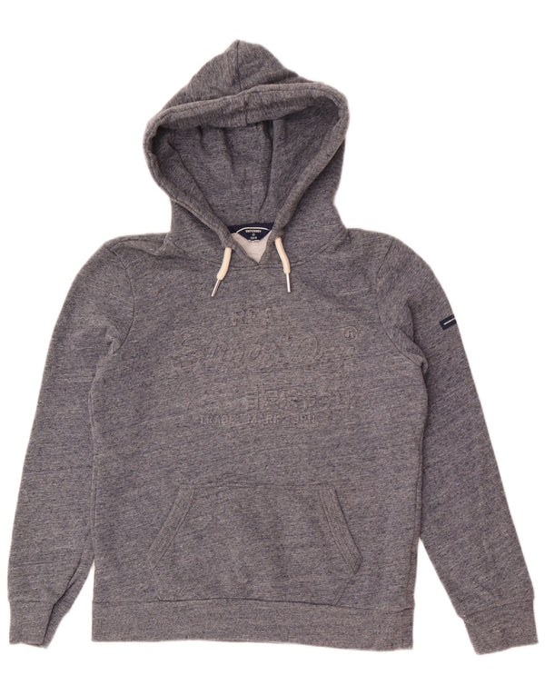 Superdry Womens Graphic Hoodie Jumper UK 10 Small Grey Flecked Cotton