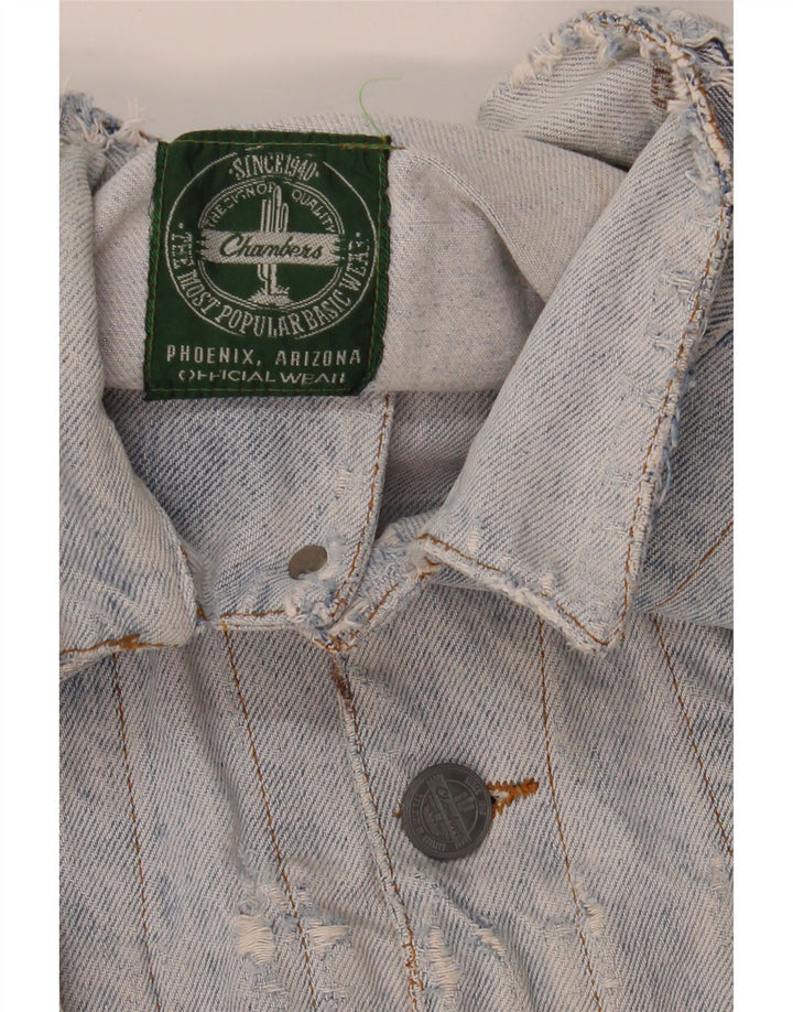 CHAMBERS Womens Crop Denim Jacket UK 16 Large Blue