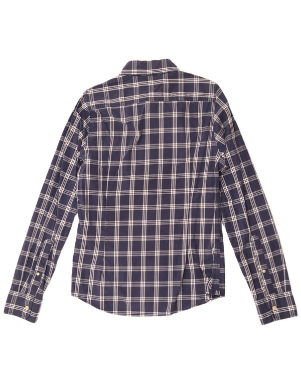 Abercrombie & Fitch Mens Muscle Shirt Small Navy Blue Check Cotton