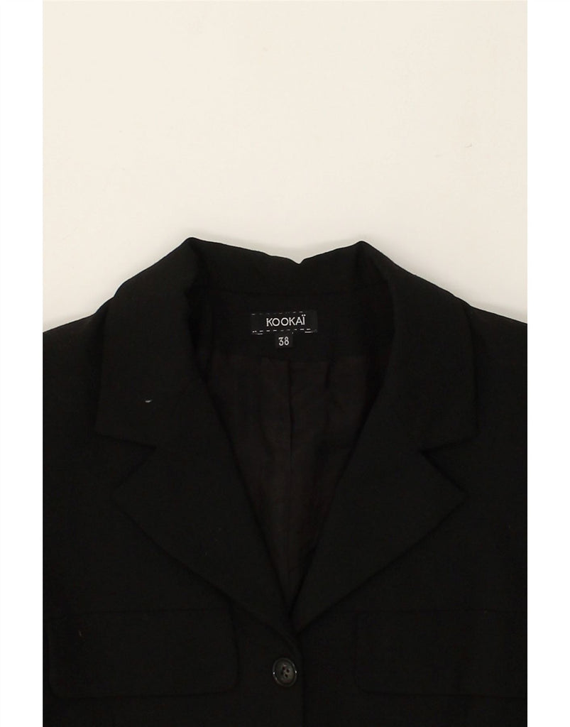 KOOKAI Womens 3 Button Blazer Jacket EU 38 Medium Black Wool | Vintage Kookai | Thrift | Second-Hand Kookai | Used Clothing | Messina Hembry 