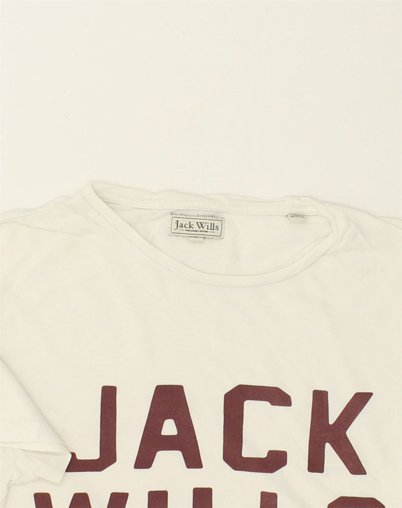 JACK WILLS Mens Graphic T-Shirt Top Small Off White Cotton | Vintage Jack Wills | Thrift | Second-Hand Jack Wills | Used Clothing | Messina Hembry 