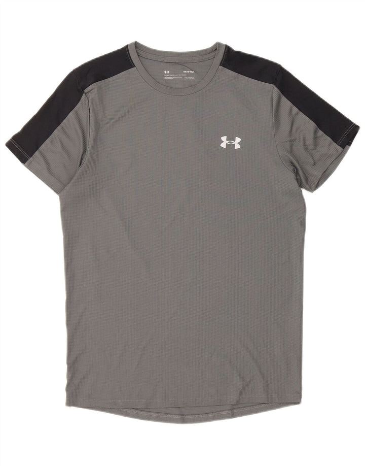 Under Armour Mens Heat Gear T-Shirt Top Small Grey Colourblock Polyester