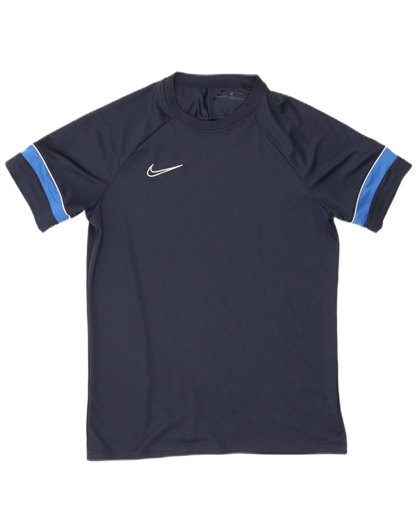 Nike Mens Dri Fit T-Shirt Top Large Navy Blue Colourblock Polyester