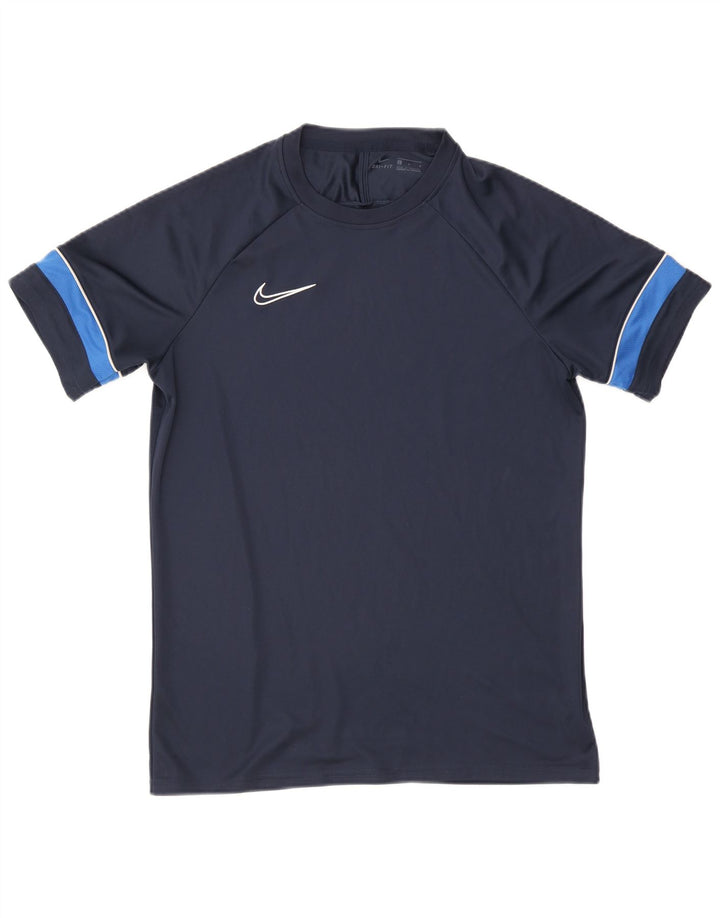 Nike Mens Dri Fit T-Shirt Top Large Navy Blue Colourblock Polyester