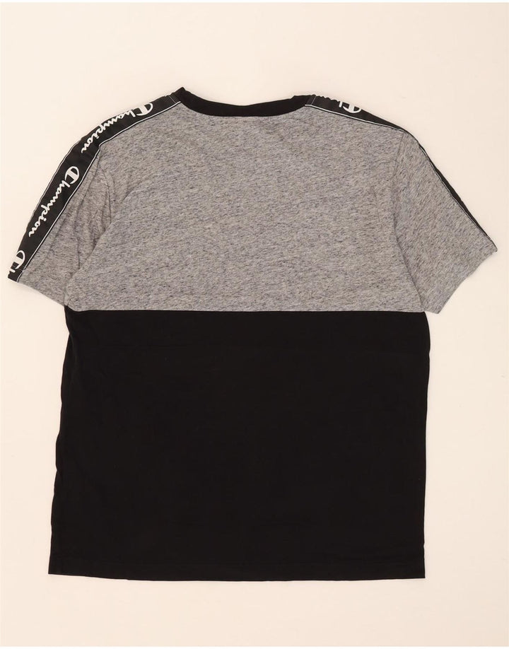 Champion Mens Graphic T-Shirt Top Medium Black Colourblock Cotton