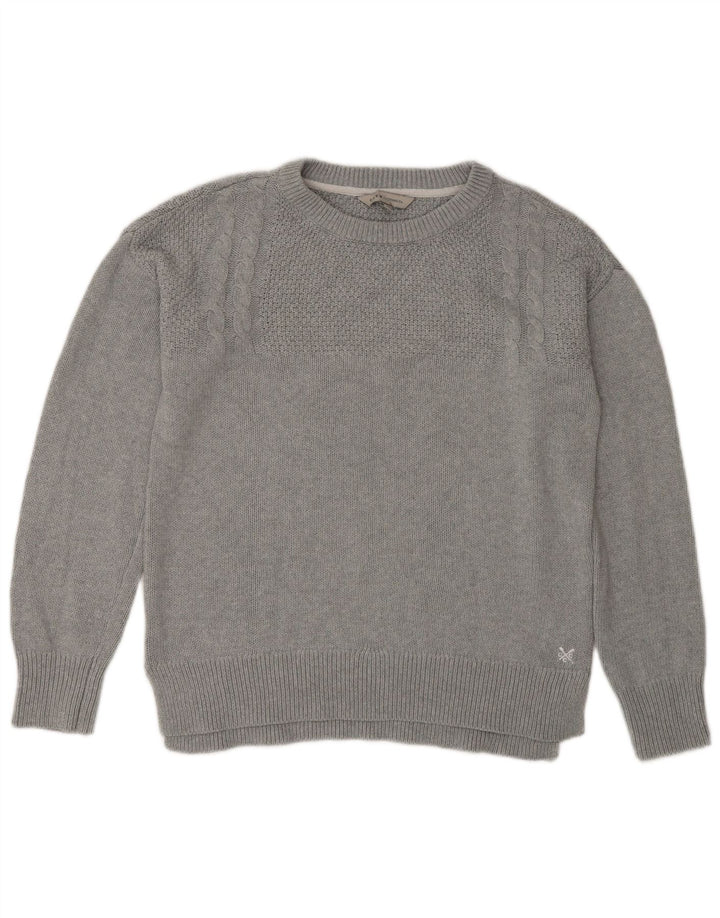 Crew Clothing Womens Neck Jumper Sweater UK 12 Medium Grey Cotton