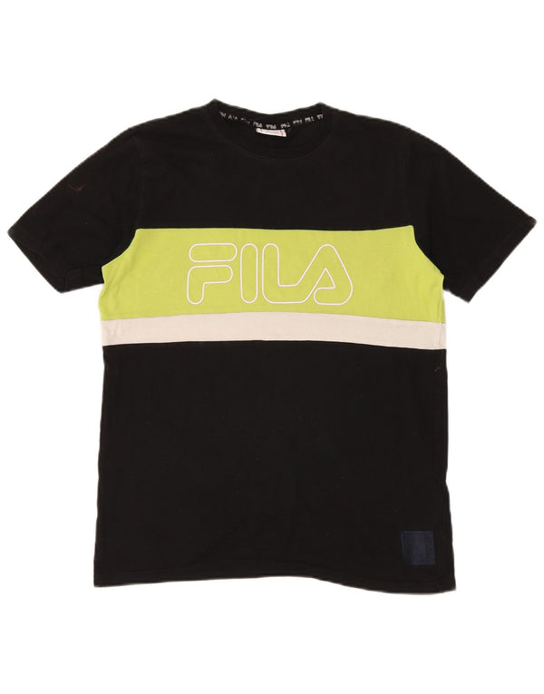 Fila Boys Graphic Vest Top 15-16 Years Black Colourblock Cotton