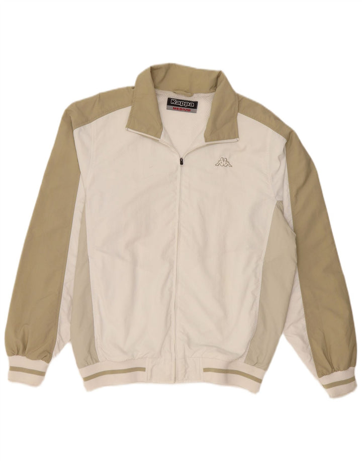 Kappa Mens Tracksuit Top Jacket Medium Off White Colourblock Polyamide