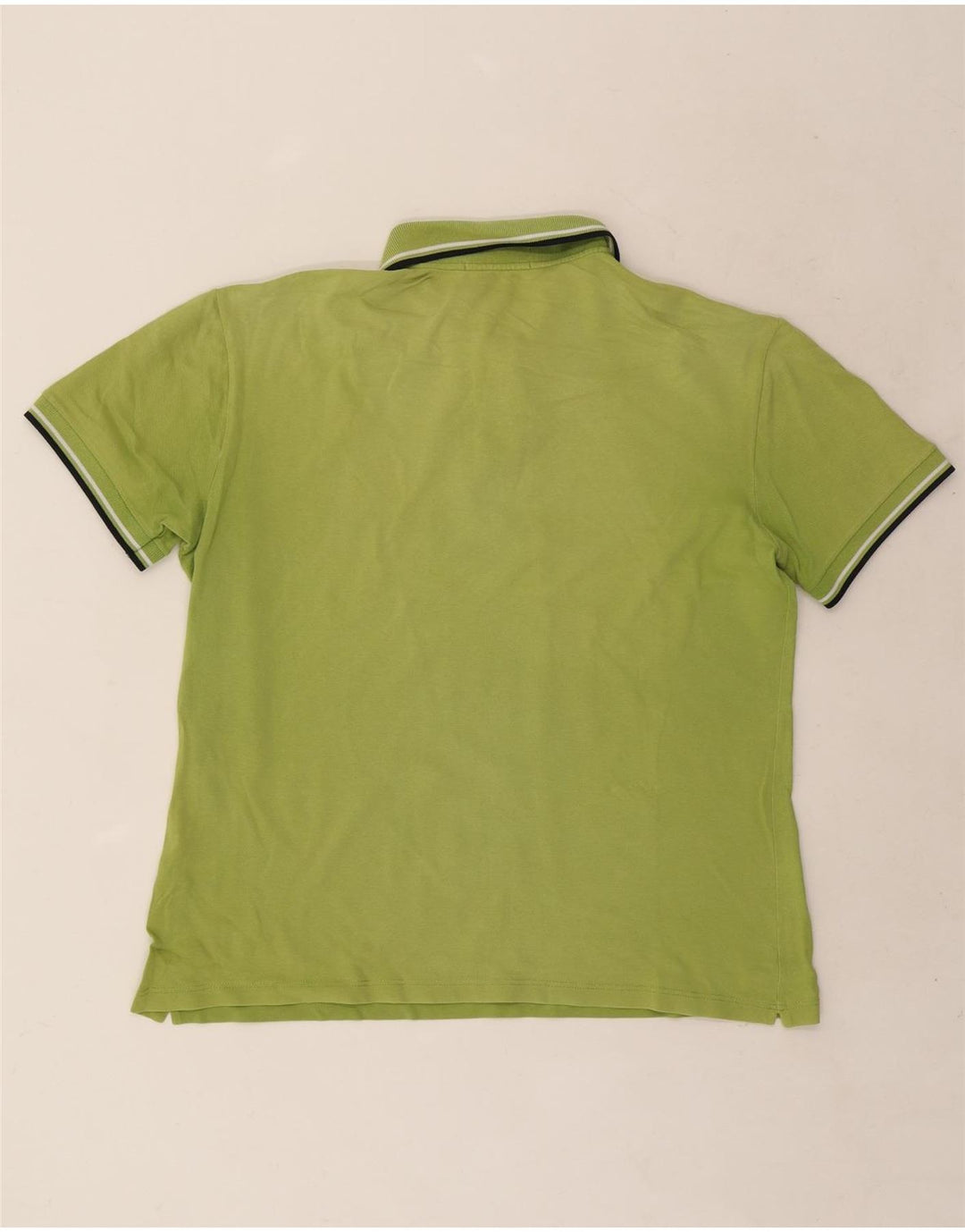 Fred Perry Mens Polo Shirt Large Green Striped Cotton