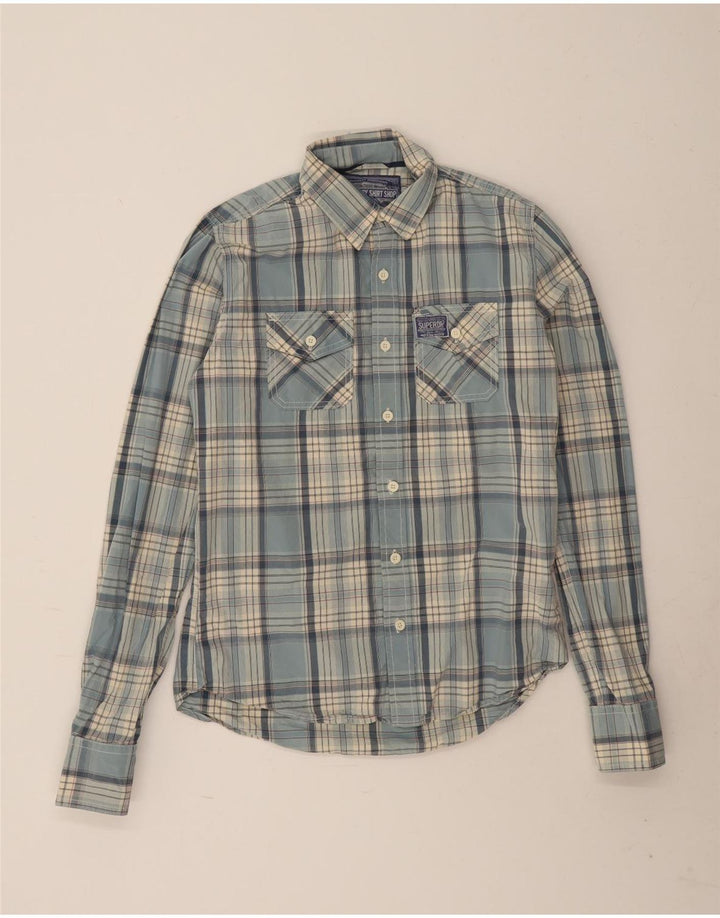 Superdry Mens Shirt Medium Blue Check Cotton