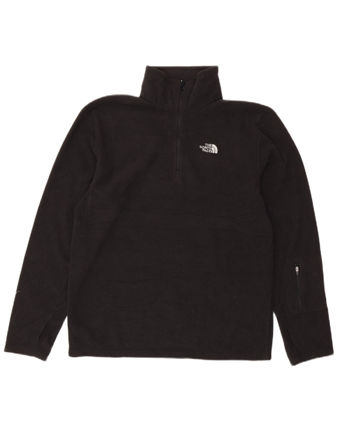 THE NORTH FACE Mens Zip Neck Fleece Jumper Medium Black Polyester
