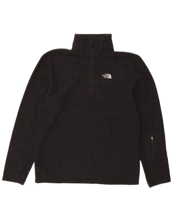 THE NORTH FACE Mens Zip Neck Fleece Jumper Medium Black Polyester