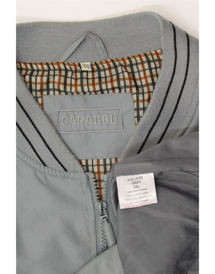 CARABOU Mens Bomber Jacket UK 46 3XL Grey Polyester