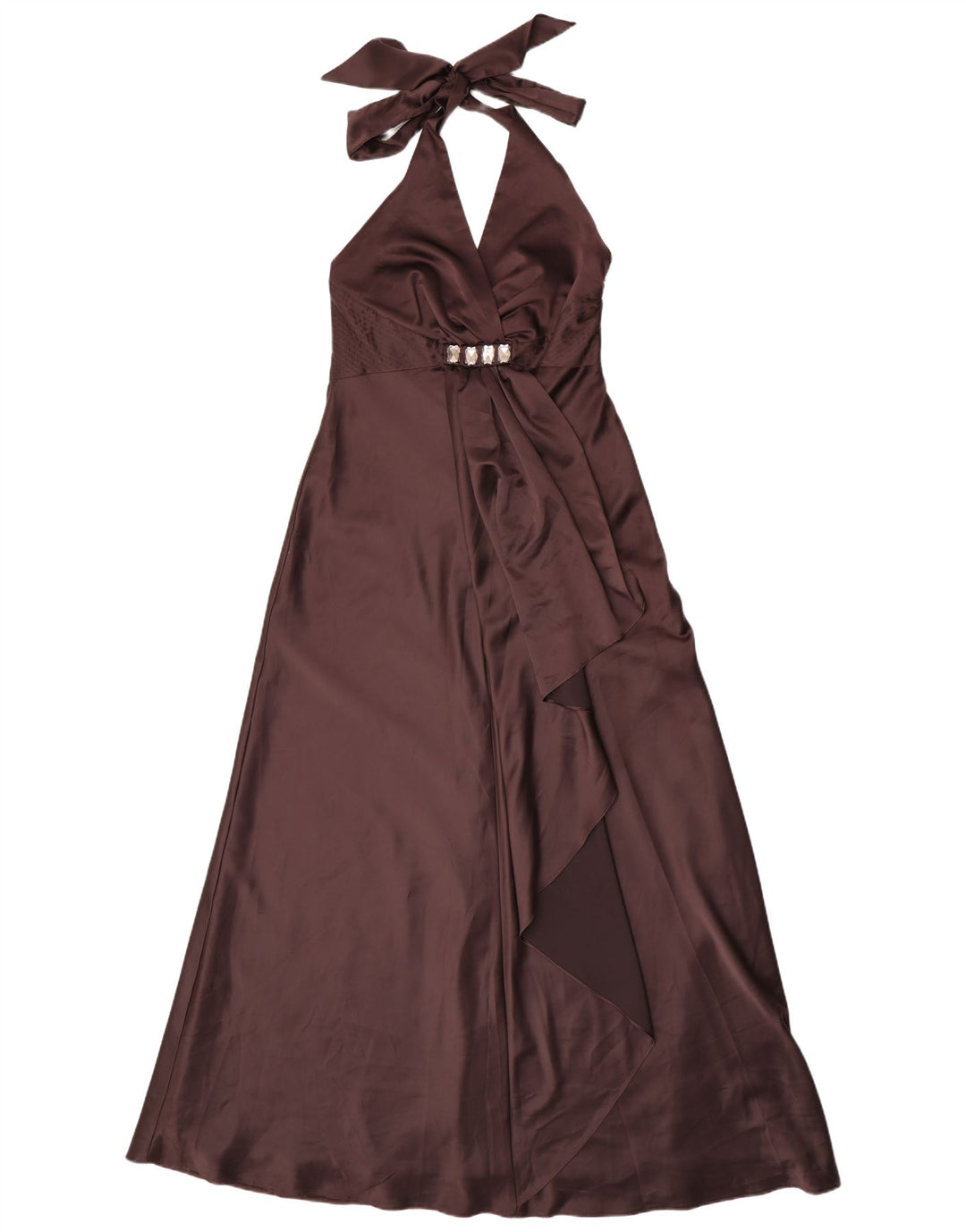 Debut Womens Maxi Halter Dress UK 12 Medium  Brown Polyester