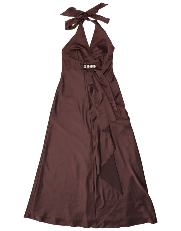 Debut Womens Maxi Halter Dress UK 12 Medium  Brown Polyester