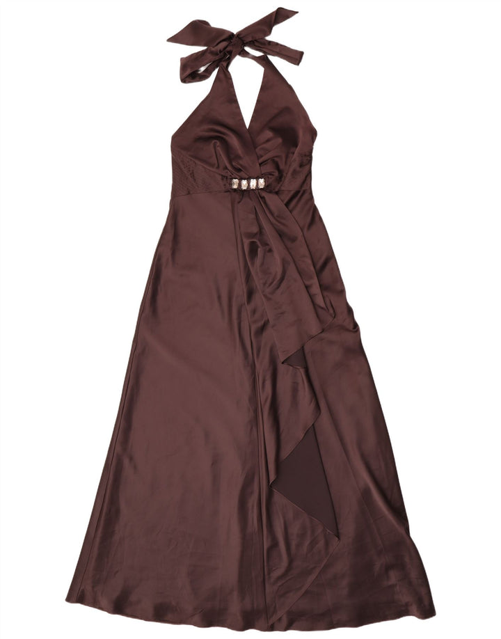 Debut Womens Maxi Halter Dress UK 12 Medium  Brown Polyester