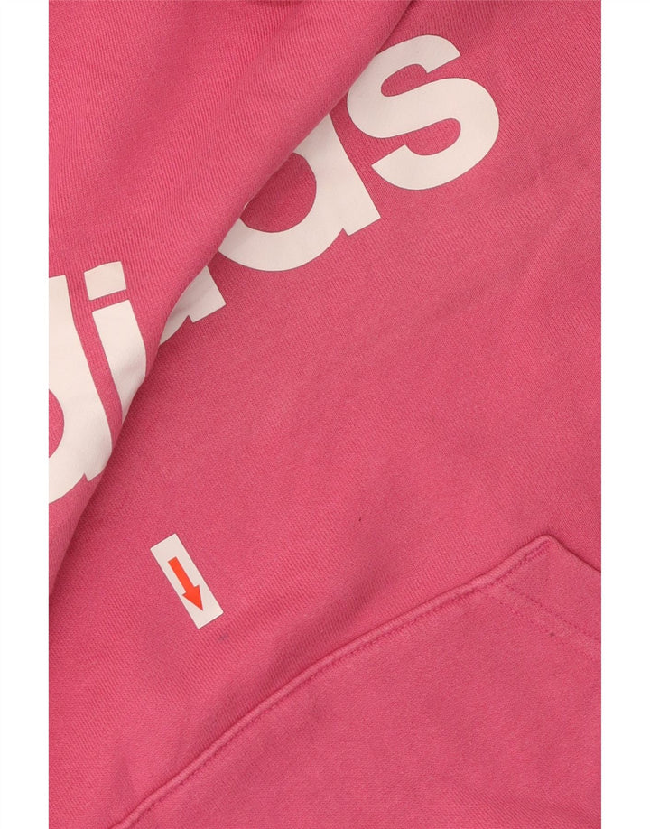 ADIDAS Womens Graphic Hoodie Jumper UK 16/18 Large Pink Cotton